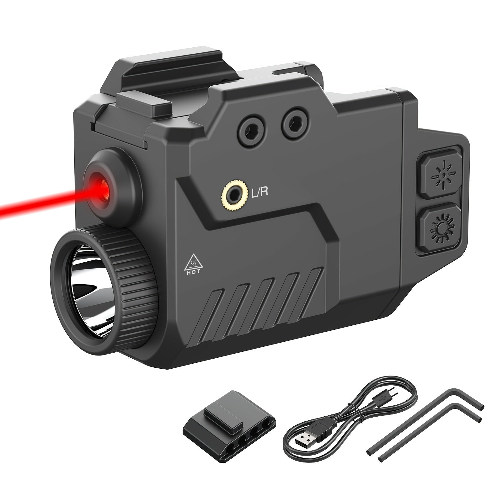 750 Lumen Tactical Flashlight Laser Sight Combo with Memory Function – Red Green Blue Laser Pistol Light Strobe Mode Slidable Picatinny Rail Mount for Full Size Handguns Rifles