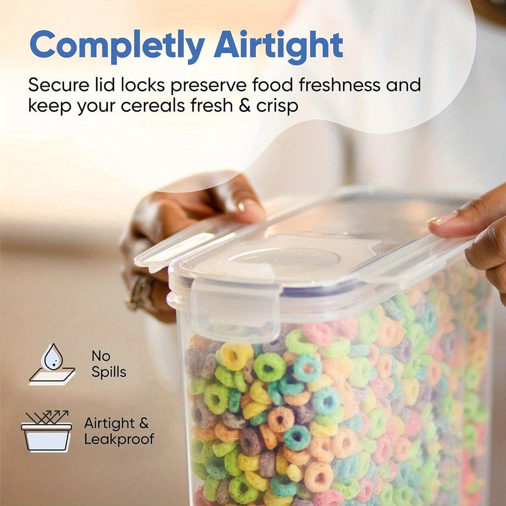 8-Piece Clear Food Storage Containers with Lids (4 Jars + 4 Lids, 1.06 Gal) – Moisture-Proof Airtight Sealed Kitchen Canisters for Cereal, Rice, Coffee Beans, Nuts, Tea, Salt & Spices