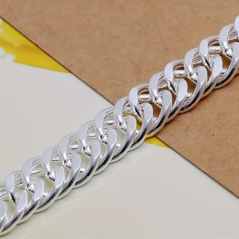 925 Sterling Silver Cuban Link Bracelet 10mm Wide for Men & Women – Tarnish-Resistant Hypoallergenic Chunky Chain, Unisex Streetwear & Boho Jewelry Gift for Weddings, Birthdays & Everyday Wear