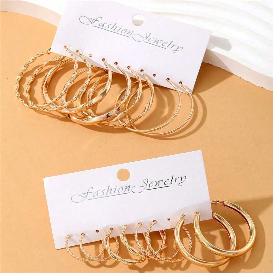 16Pcs Minimalist Metal Twist Earrings Set for Women – Hypoallergenic Gold Stud & Hoop Earring Gift Set for Daily Wear, Parties & Special Occasions