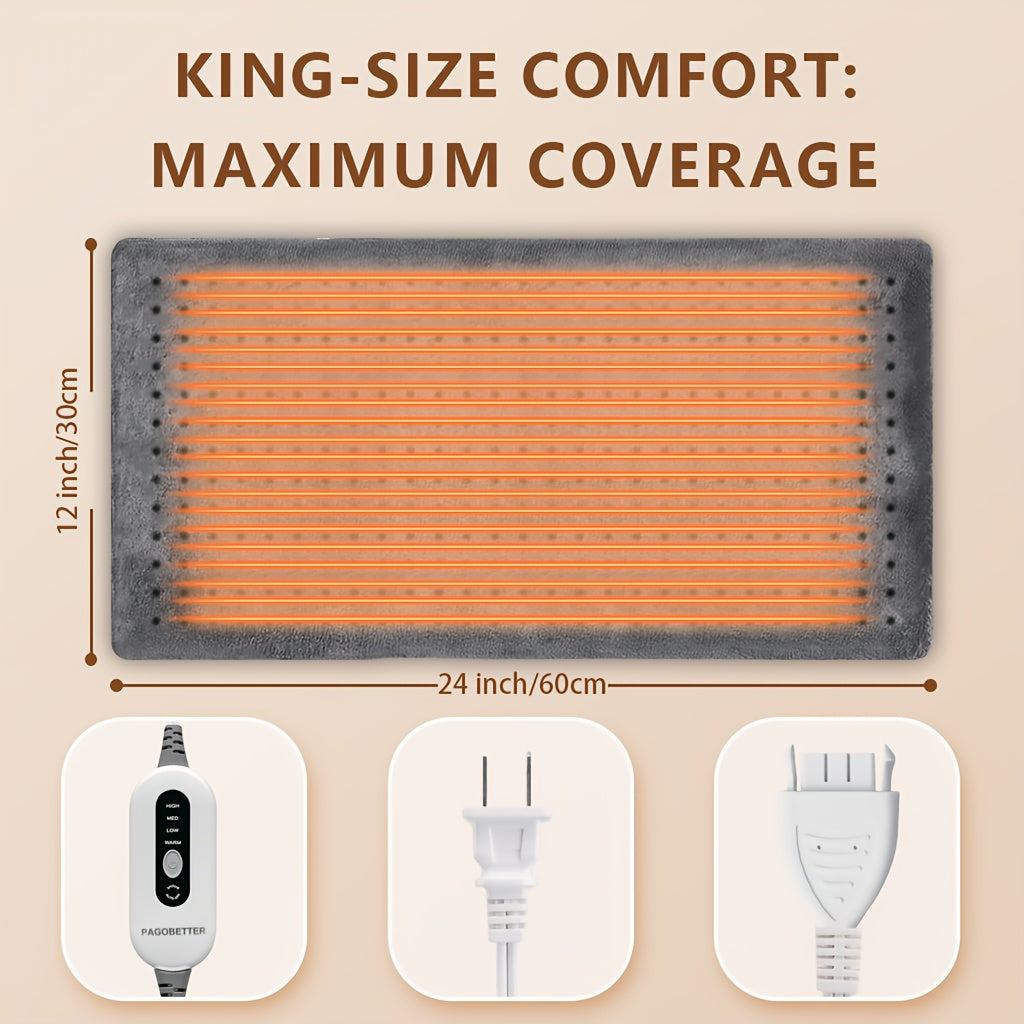 Heating Pad for Back Neck Shoulders & Cramps Ultra Soft Flannel – 6 Heat Settings Dry & Moist Heat Auto Shut-Off Machine Washable Electric Pad, 3 Sizes 12x15 12x24 17x33, Pain Relief Gift for Mom