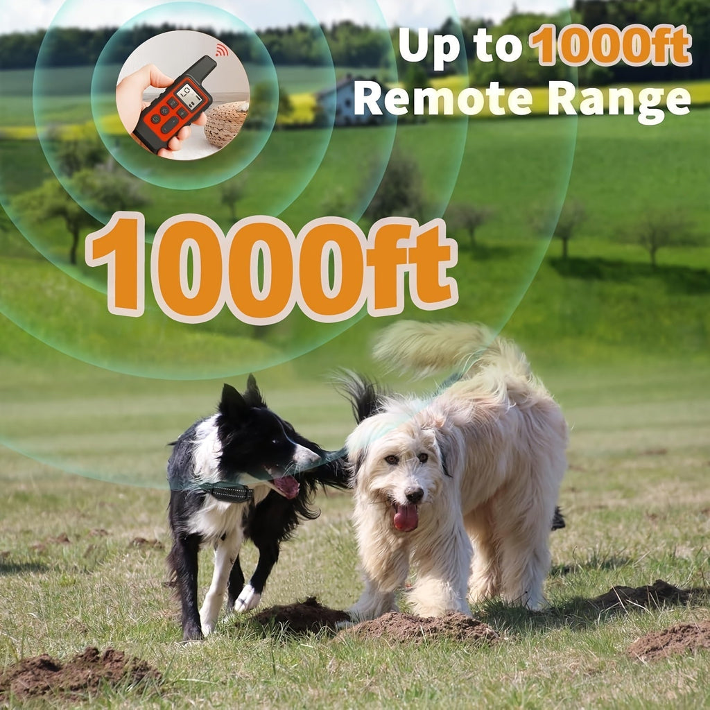 9-Level Remote Dog Training Collar Rechargeable E-Collar Shock Vibration Tone 500M Range Adjustable for Small Medium Large Dogs Safe Bark Control