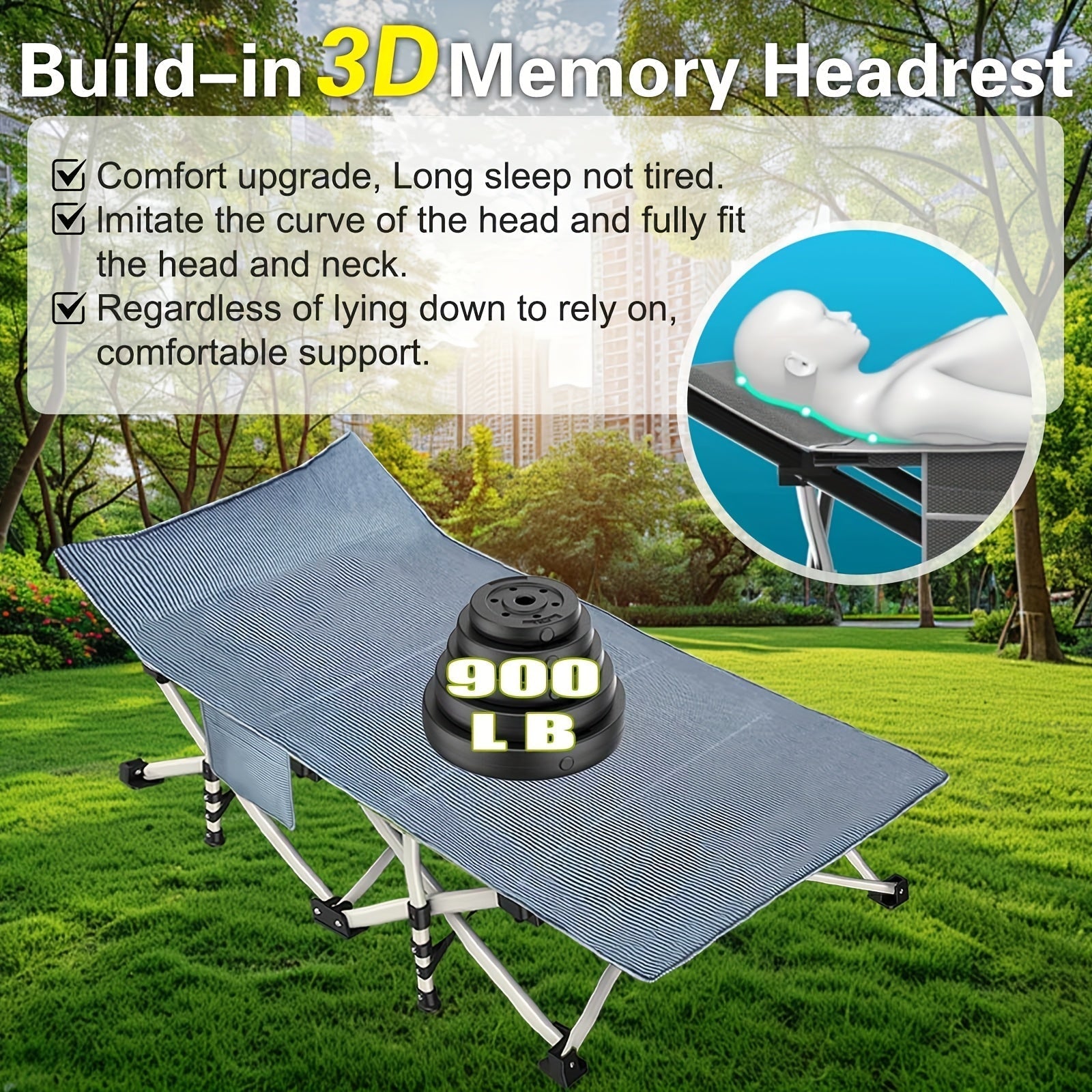 XXL Folding Camping Cot with Mattress Pad 36"x80" Heavy Duty 700-900 Lbs Capacity - Oversize Portable Sleeping Cot with Carry Bag for Camping, Guest Bed, Travel & Outdoor Use