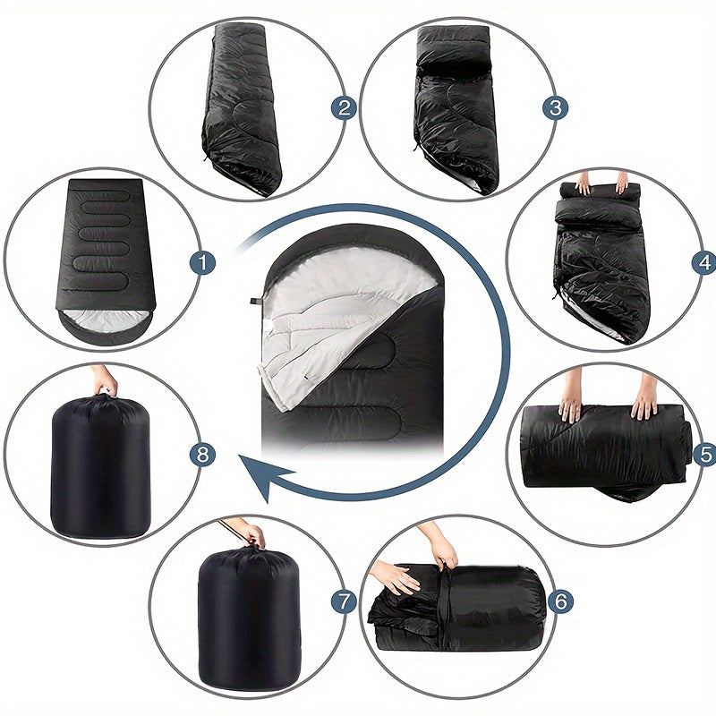 Camping Sleeping Bag 3 Season with Pillow & Compression Sack – Lightweight Sleep System for Adults, Hiking Backpacking Travel & Emergency Use, 4 Colors Available