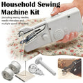Compact Handheld Sewing Machine Kit Portable Battery Powered – Quick Repair Tool with Needles Bobbins Thread Spool Needle Threader and Fabric Sample for Clothes Garments Curtains and DIY Sewing Projects – White or Black