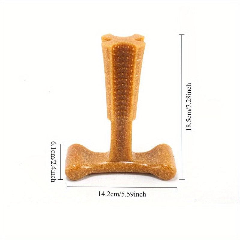 T-Shaped Dog Dental Chew Toy Durable Non-Splintering Plastic with Textured Ridges Ergonomic Grip for Aggressive Chewers Teething Puppies Adult Dogs Teeth Cleaning Plaque Removal
