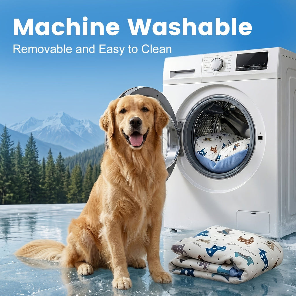 Washable Dog Bed Mat Breathable All-Season Pet Mattress with Removable Cover Non-Slip Bottom Cute Animal Patterns Crate Pad for Small Medium Large Dogs Indoor Cats