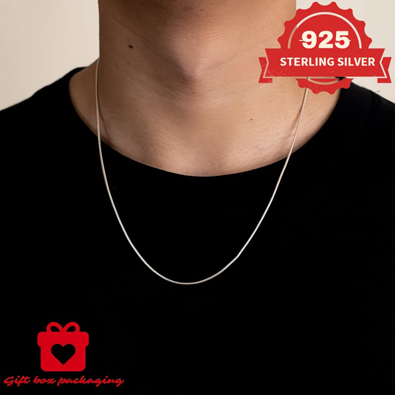 925 Sterling Silver 1mm Round Snake Chain Necklace Unisex – Handmade 6.24g Hypoallergenic Pendant Chain 16 18 20 22 24 Inch Gift Box Included Mother's Day Birthday Anniversary Gift for Him Her