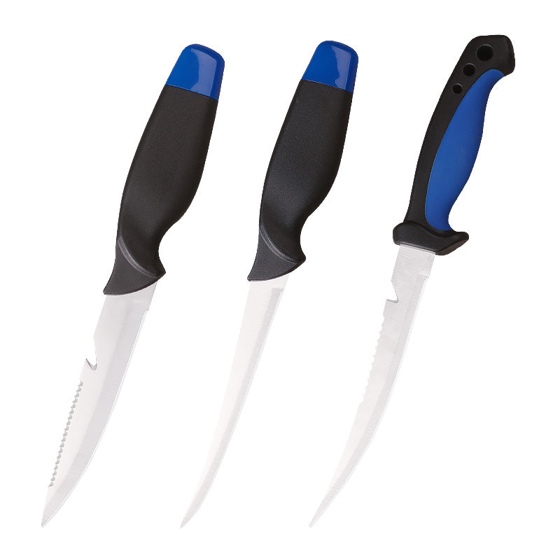 Fishing Knife Set 3 Piece Stainless Steel Fillet Boning Gutting Knives for Anglers & Campers – Includes Cut Resistant Gloves, Line Cutter & Cord, Unique Fishing Gift for Men & Dad