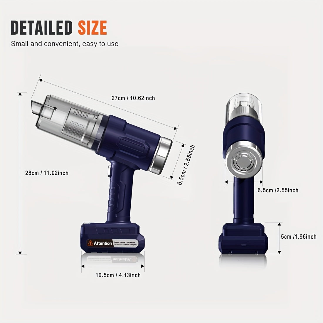 Cordless Gap Vacuum Cleaner 5KPa Strong Suction USB Rechargeable Handheld Dust Collector for Car Seat Gaps RV Kitchen Floor Home Office 2000mAh Battery One-Click Empty Slim Portable Design