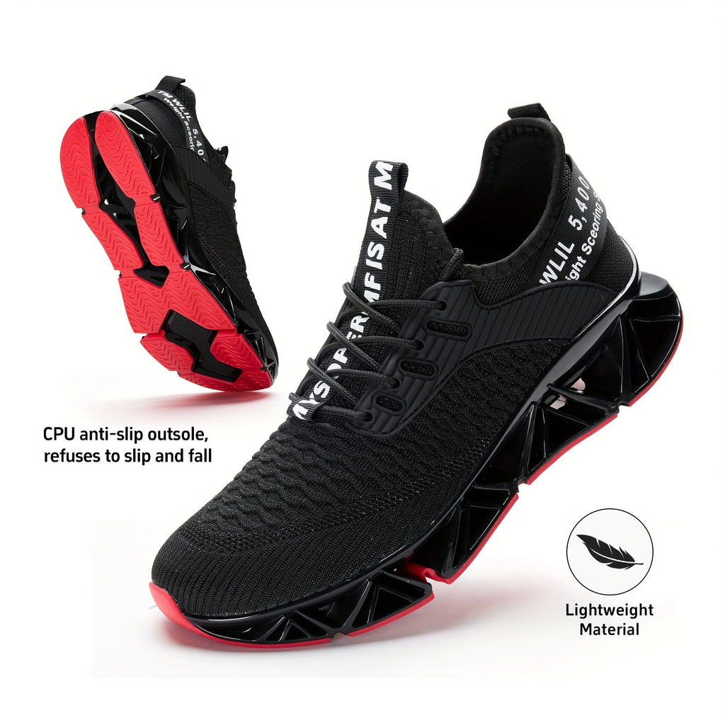 Men's Lightweight Breathable Running Shoes Non-Slip TPU Sole EVA Cushion Insole – Lace-Up Low Top Athletic Sneakers in White Red Black All-Season US Sizes 7.5 to 13
