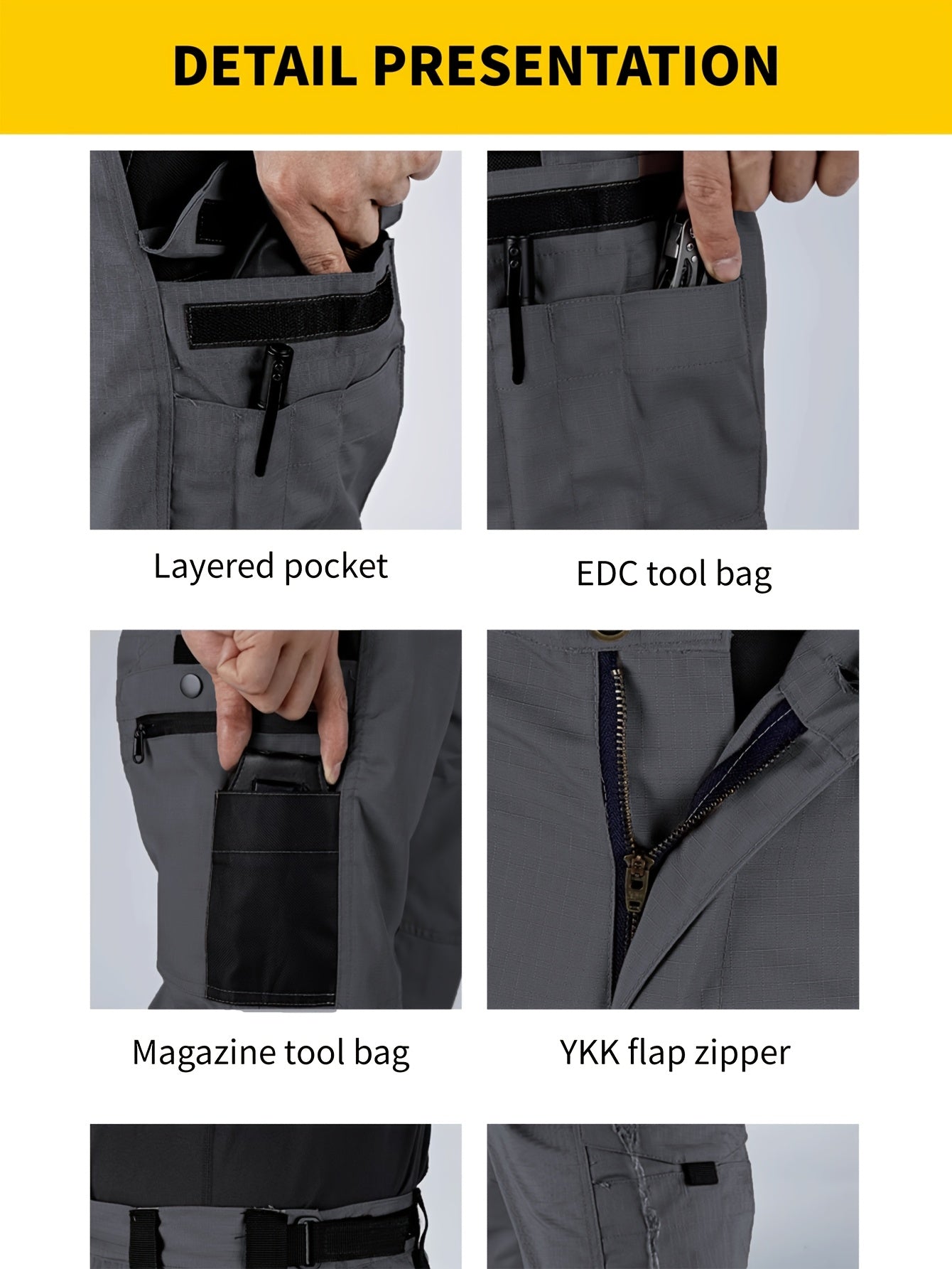 Men's Tactical Cargo Pants Quick-Dry Lightweight Multi-Pocket Hiking Outdoor Work Pants S-XXXL Black Grey Green Brown Regular Fit Utility Trousers