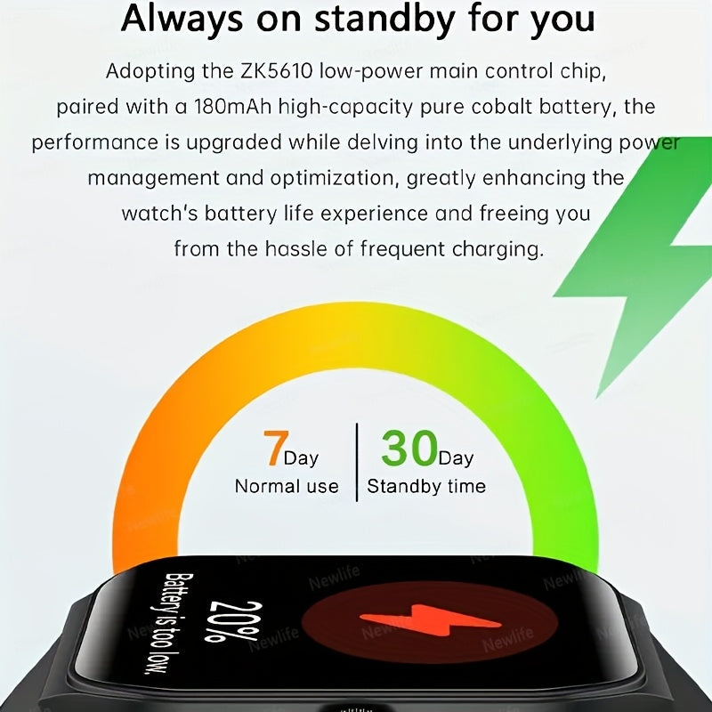 Smartwatch 1.83 Inch Full Touch Screen Wireless Calling Message Reminder Heart Rate Sleep Monitor Pedometer Multi-Sport Modes USB Rechargeable Fitness Watch for Men Women