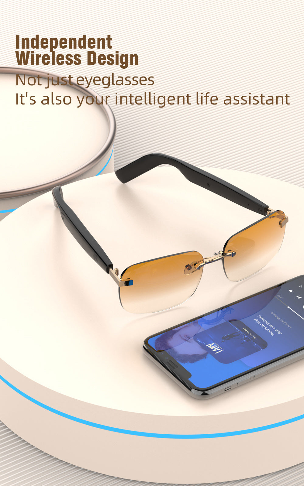 Bluetooth Smart Glasses Touch Controls Open Ear Audio – Integrated Mic Hands-Free Calls & Music UV Protection Polarized Lens for Outdoor Sports, Driving & Everyday Wear
