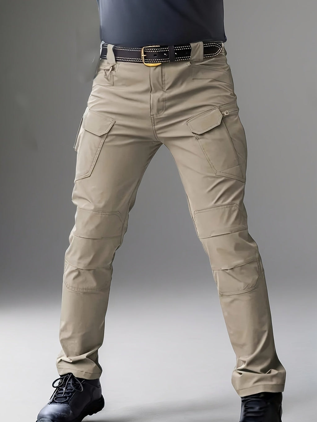 Men's Tactical Cargo Pants Lightweight Quick Dry – Breathable Multi-Pocket Hiking Pants with Belt, Relaxed Fit All-Season Outdoor Work Pants, Wear-Resistant – M to XXXL, Black / Grey / Khaki