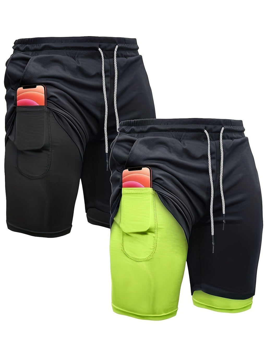 Men's 2-in-1 Running Shorts 7 Inch Quick Dry Compression Liner – Lightweight Athletic Workout Gym Shorts for Men, Polyester Training Shorts for Running Yoga Hiking Outdoor Sports S M L XL XXL