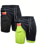 Men's 2-in-1 Running Shorts 7 Inch Quick Dry Compression Liner – Lightweight Athletic Workout Gym Shorts for Men, Polyester Training Shorts for Running Yoga Hiking Outdoor Sports S M L XL XXL