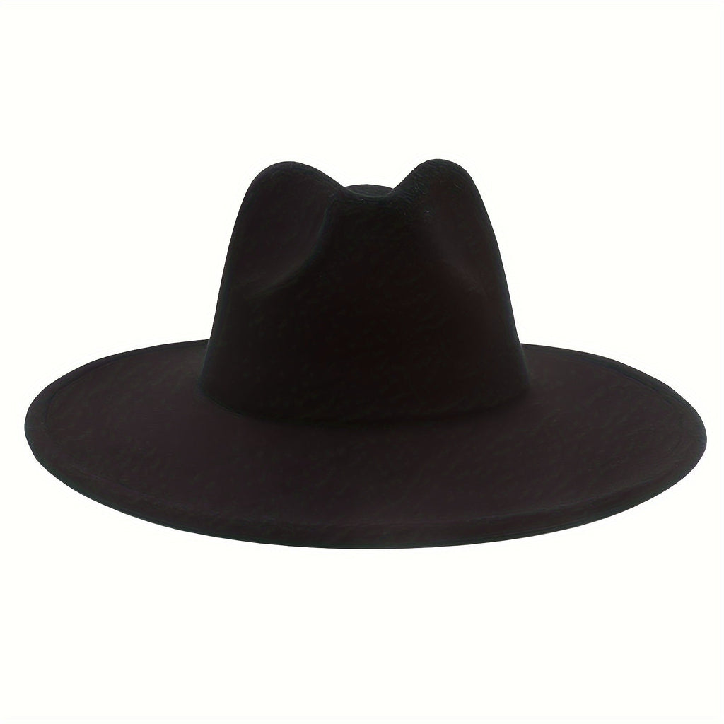 Wide Brim Cowboy Hat for Men & Women – Western Felt Fedora Cowgirl Cap, Classic Jazz Panama Trilby Style, Sun Hat for Outdoor Festivals, Travel & Everyday Casual Wear