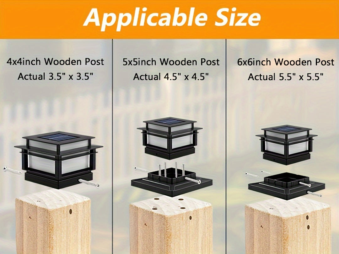 Solar Post Cap Lights 6 Pack Outdoor LED – Waterproof Dusk-to-Dawn Auto On/Off Solar Fence Post Lights for Deck, Porch, Patio, Garden, Stair & Yard Decoration