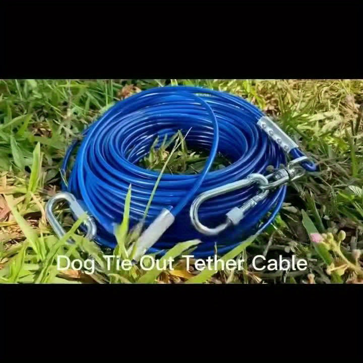 Heavy Duty Dog Tie-Out Cable for Large Dogs Up to 300 LBS Coated Steel Wire Yard Runner Leash with 360 Degree Swivel Hooks Outdoor Dog Run Cable for Backyard Camping in Blue Magenta Black S M L
