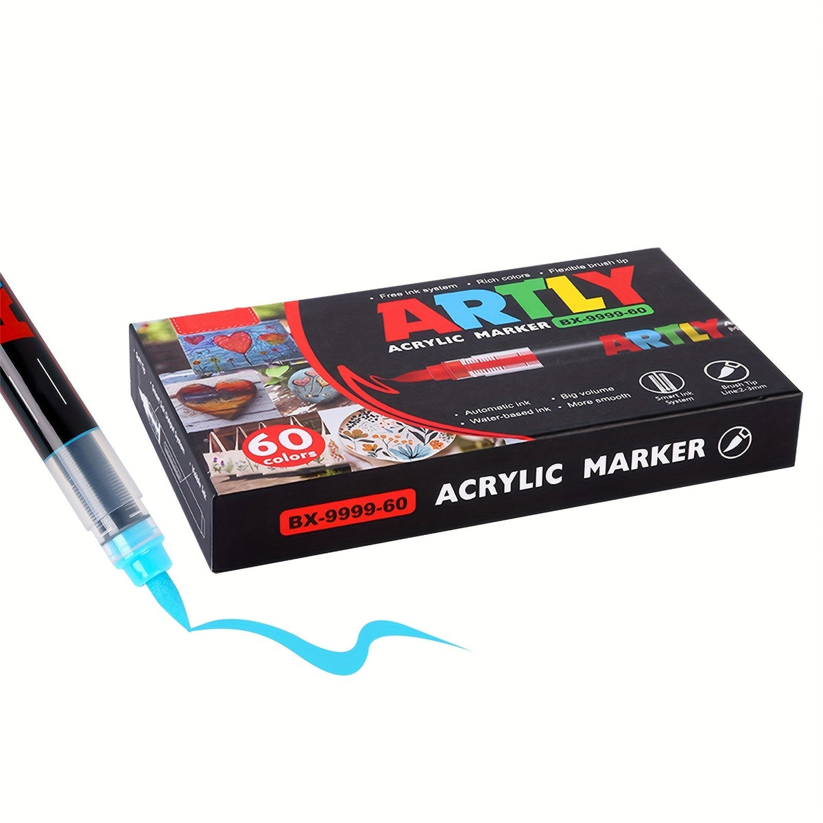 Acrylic Paint Markers Brush Tip – 12/24/36/48/60/72/120/168 Colors for Rock, Metal, Glass, Wood, Canvas, Ceramic & Plastic, DIY Hand-Painting Art Supplies, Back to School Halloween Christmas Birthday Gift