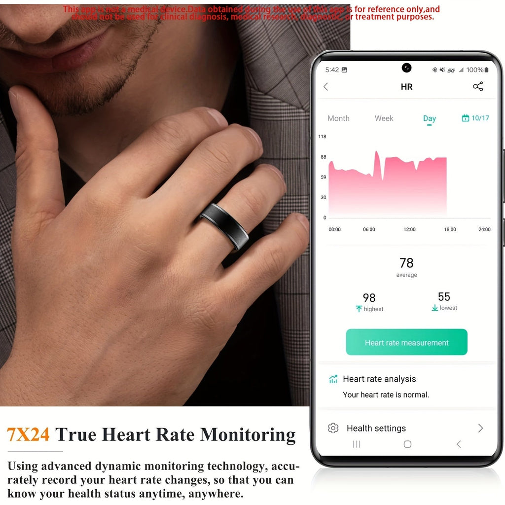 Smart Ring for Women Fitness Tracker – Heart Rate HRV Sleep Monitor Stress & Menstrual Tracking, 100+ Sports Modes IP68 Waterproof No Subscription, Bluetooth 5.4 iPhone & Android, Sizes 7-13