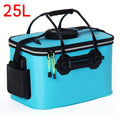 25L Foldable Fishing Bucket Collapsible EVA Live Fish Bait Container – Portable Multifunctional Outdoor Fish Keeper Bag for Carp & Freshwater Fishing, Gift for Men (Blue/Orange)