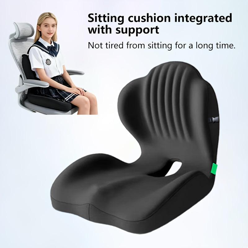 Memory Foam Seat Cushion with Ergonomic Raised Back & Hollow Breathable Design – Coccyx Tailbone Pain Relief Cushion for Office Chair, Car Seat, Wheelchair & Home, Non-Slip Buttock Cushion