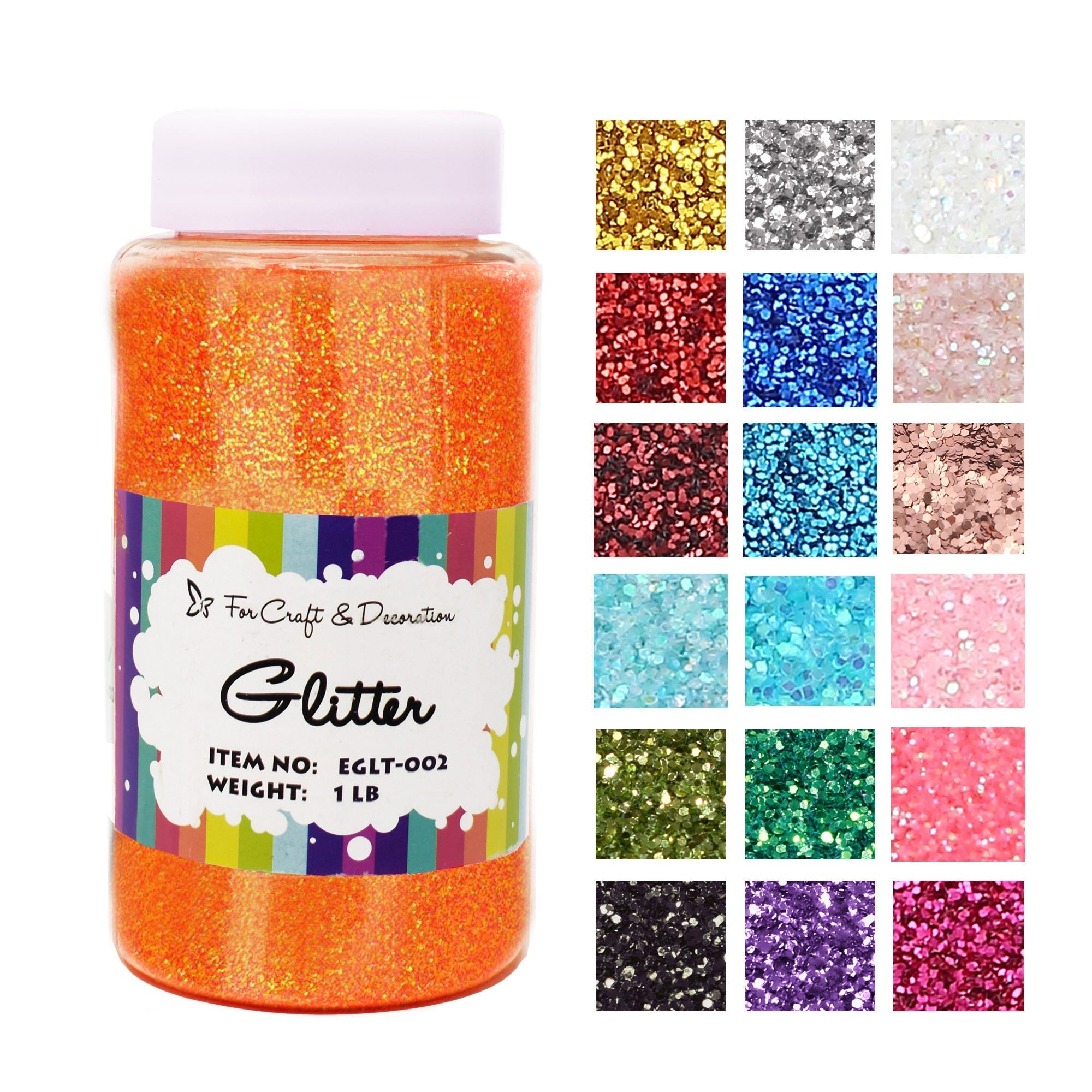 1lb Craft Glitter Powder 19 Colors – Fine Ultra Fine Chunky Glitter with Shaker Top for Tumblers Resin Scrapbooking DIY Crafts, Bulk Glitter for Kids Adults Artists