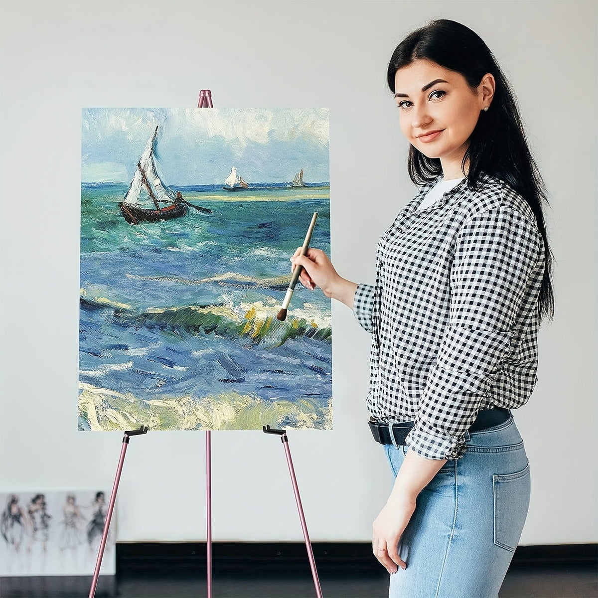 63 Inch Portable Tripod Easel Stand Foldable with Carrying Bag – Adjustable Metal Floor Easel for Wedding Signs Art Posters Painting Trade Shows Events – Black White Gold Silver Pink Single 2-Pack 3-Pack