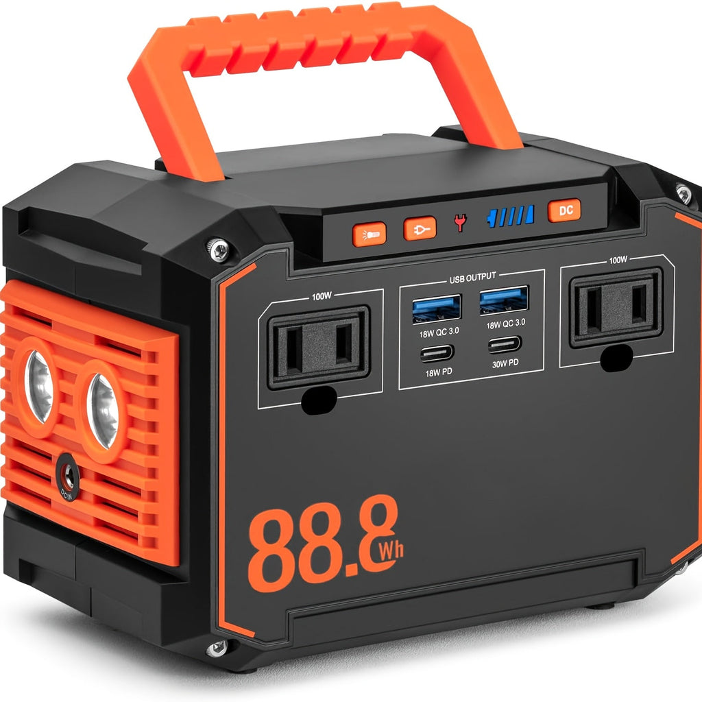 Portable Solar Power Station 350W Peak with AC DC USB Ports – 88.8Wh/111Wh/240Wh LiFePO4 Battery, Optional 30W/40W/60W Solar Panel, Solar Generator for Camping, Emergency, CPAP, Laptops, Fans & Off-Grid Home Use