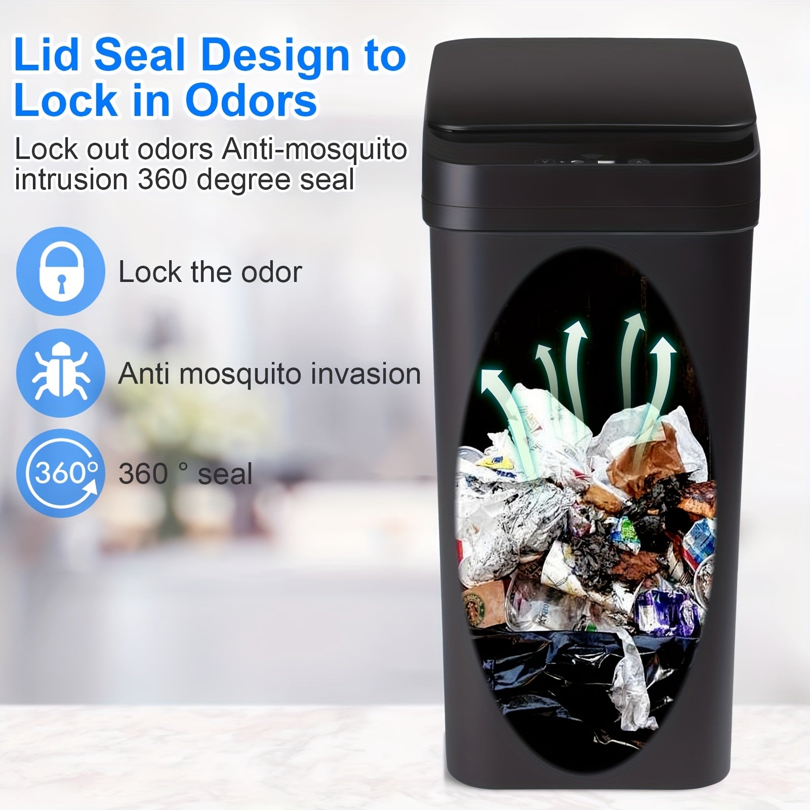 Automatic Touchless Trash Can 2-Pack – 2.8 Gallon Motion Sensor Garbage Can with Lid, Slim Smart Trash Bin for Bathroom, Bedroom, Office & Living Room