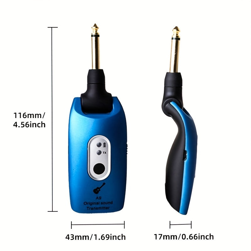 2.4GHz Wireless Guitar System Transmitter & Receiver for Electric Guitar – Low Latency Plug & Play Universal Wireless Instrument System for Guitar Bass Violin – Blue & Black
