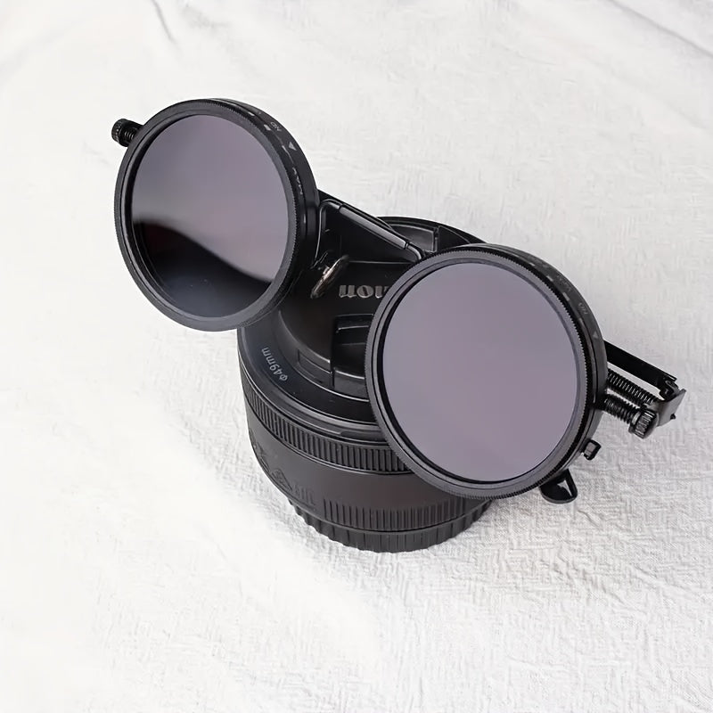 Industrial Punk Rotating Glasses – Black Round Frame TAC Lenses Adjustable Spring Temples Vintage Steampunk Eyewear Casual Formal Edgy Fashion Cosplay Festival