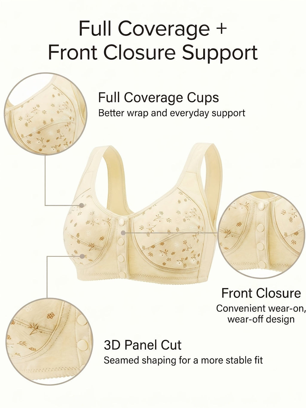 7 Pack Seamless Wireless Bra Set for Women – Soft Front Button Bralettes, No Underwire, Comfortable & Breathable for Daily Wear, Yoga, Travel & Festivals, Sizes S-XXL