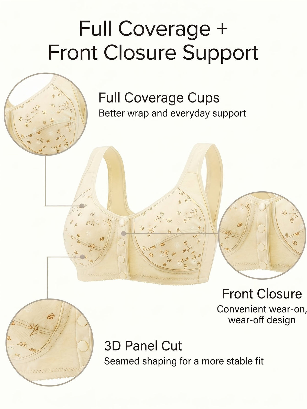 7 Pack Seamless Wireless Bra Set for Women – Soft Front Button Bralettes, No Underwire, Comfortable & Breathable for Daily Wear, Yoga, Travel & Festivals, Sizes S-XXL