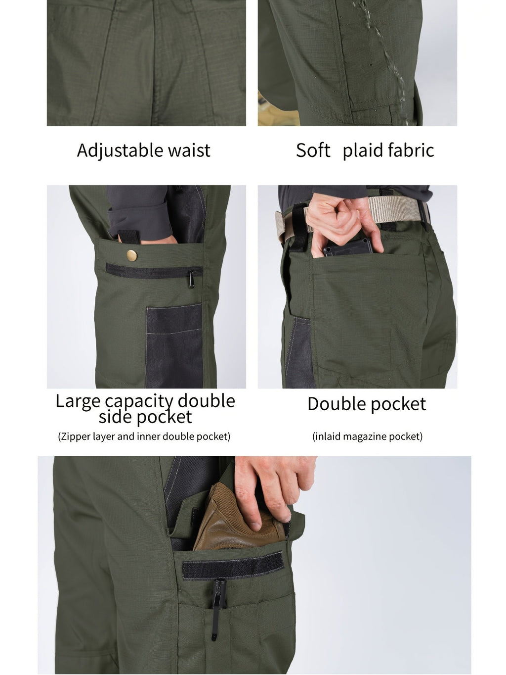 Men's Tactical Cargo Pants Quick-Dry Lightweight Multi-Pocket Hiking Outdoor Work Pants S-XXXL Black Grey Green Brown Regular Fit Utility Trousers