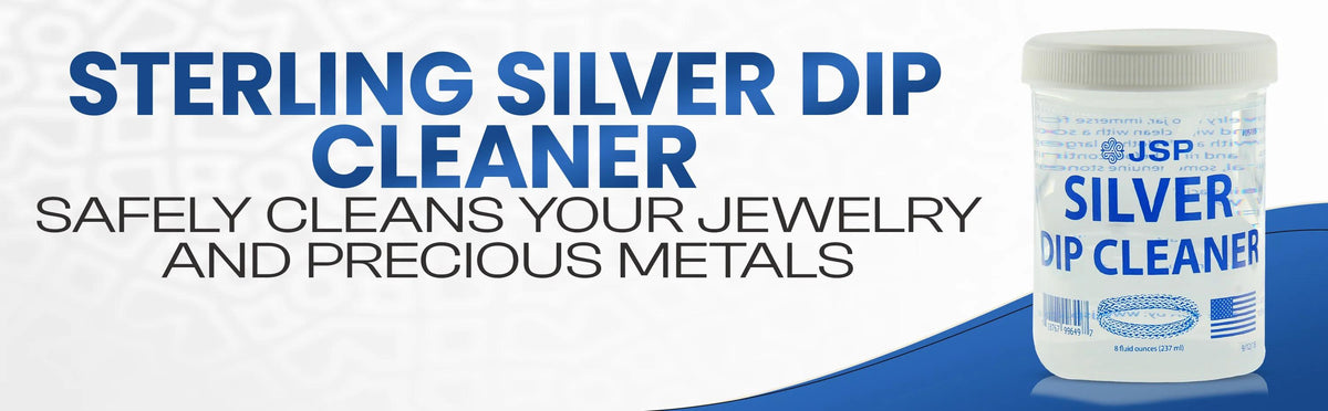 JSP Silver Dip Cleaner & Tarnish Remover 8oz Kit – 925 & 999 Sterling Silver Jewelry Cleaning Solution with Basket & Microfiber Cloth, Restores Shine