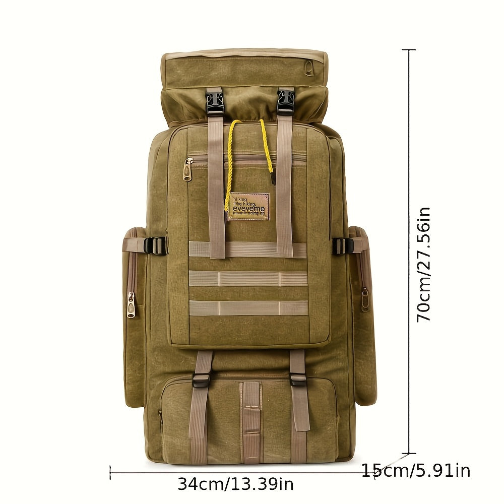 90L Hiking Backpack Large Capacity Camping Mountaineering Pack – Wear-Resistant Waterproof Multi-Day Trekking Rucksack for Men & Women, Outdoor Travel Bag, Green Khaki Black