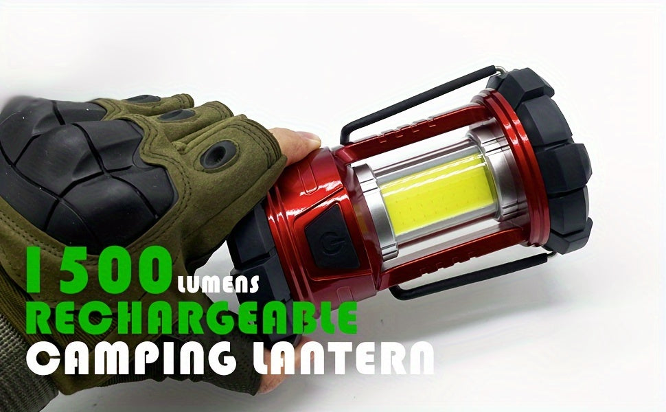 Camping Lantern Rechargeable 2 Pack 1500LM LED with Phone Charger – 3 Light Modes Portable Hurricane Emergency Lantern for Camping Hiking Power Outage & Outdoor Survival