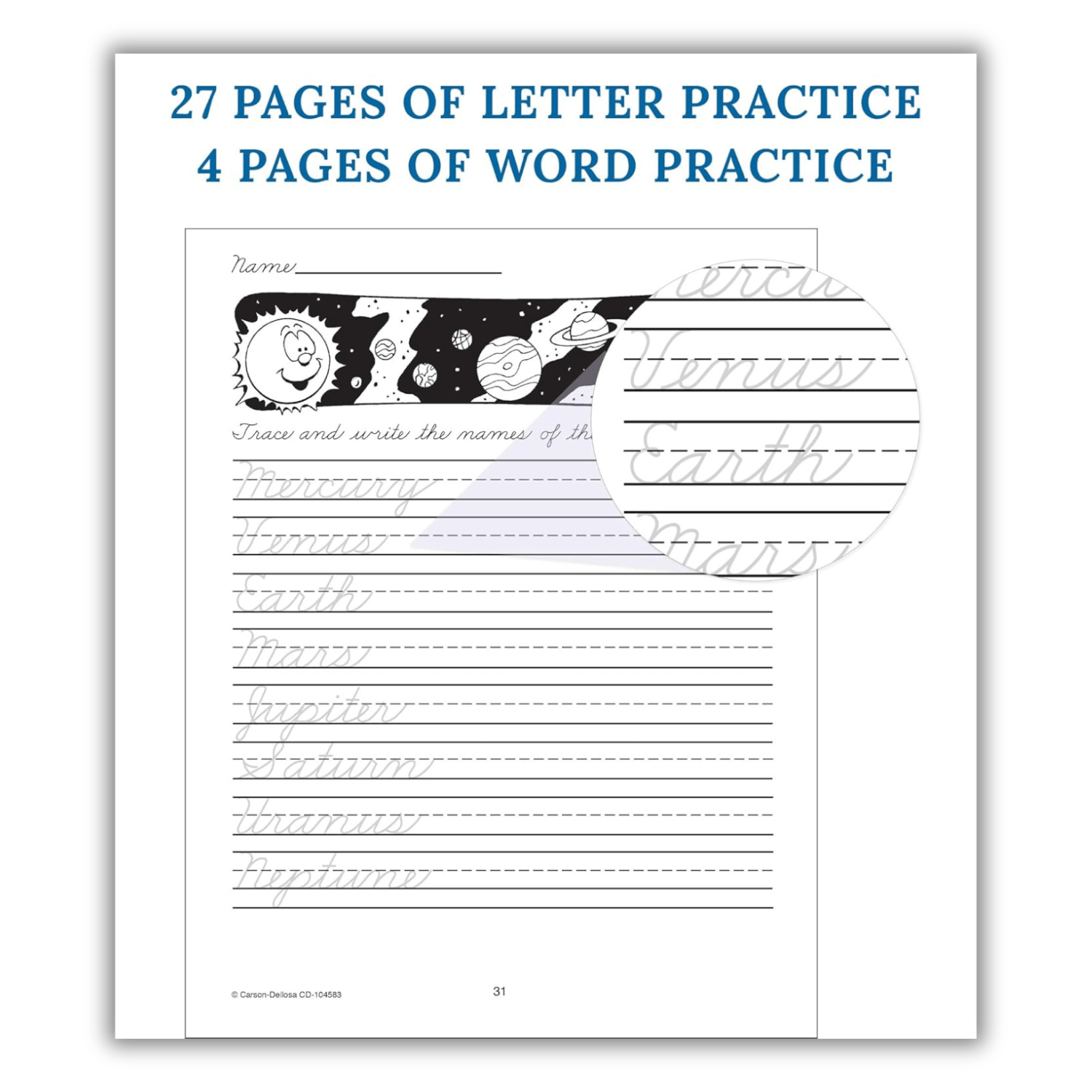 Carson Dellosa Beginning Cursive Handwriting Workbook for Kids Spiral Bound – Practice Cursive Alphabet, Numbers & Letter Connections, Grades 1-3, Ages 6-9