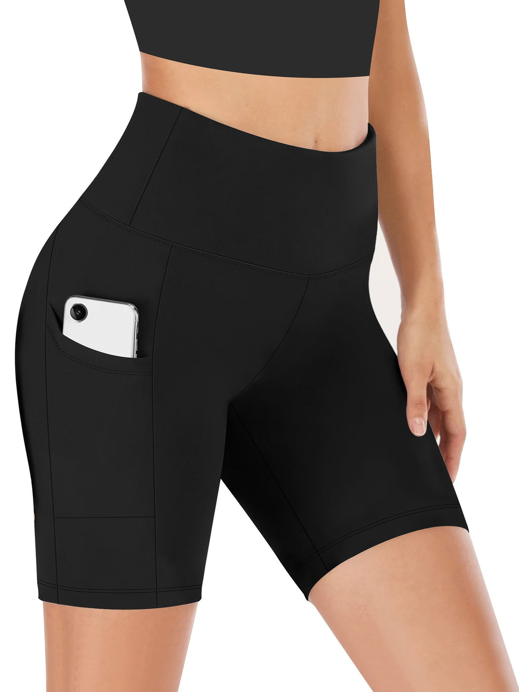 High-Waisted Yoga Shorts for Women, Sweat-Absorbing High-Elasticity Cycling Shorts with Tummy Control, Stretchy Training Running Sports Shorts for Gym Fitness Casual Wear