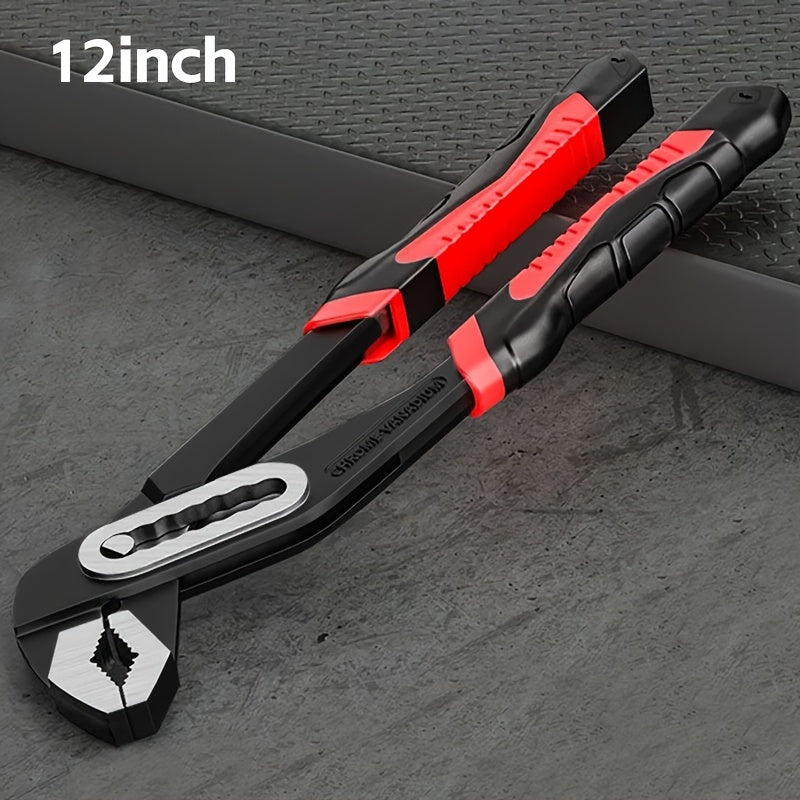 Heavy Duty Adjustable Water Pump Pliers 8 10 12 Inch Large Opening Quick Adjustment Channel Lock Style for Plumbing Pipeline Bathroom Construction Car Maintenance DIY Repair