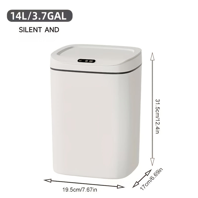 Inductive Smart Trash Can with Sealed Odor-Proof Lid – Hands-Free Automatic Sensor Waste Bin, Touch Control, Easy-Clean Interior for Office Bathroom Bedroom Kitchen, 12L 14L 16L