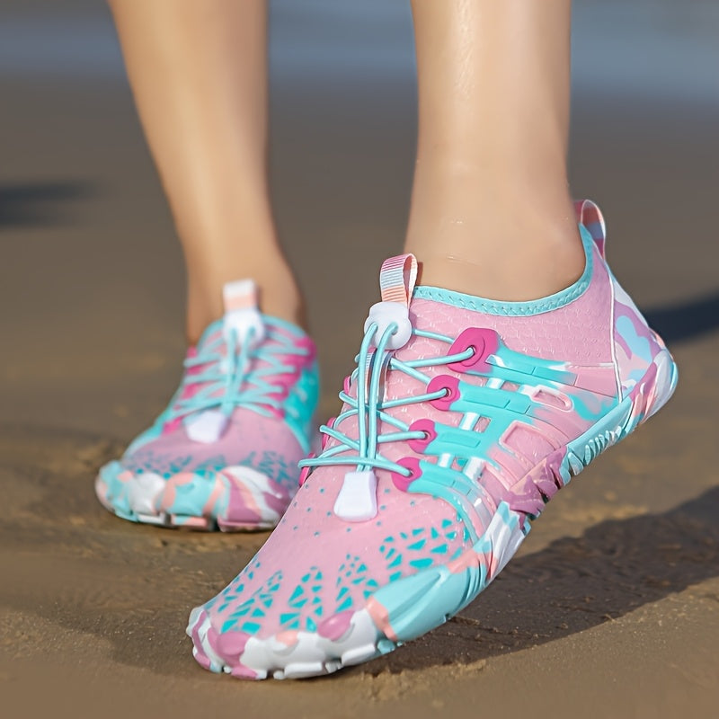 Barefoot Water Shoes for Women & Men – Ultra-Flexible Non-Slip Quick-Dry Beach Swim Shoes for Hiking, Fishing, Kayaking, Swimming & Fitness | Fluorescent Green, Purple & Pink | US 5-11.5