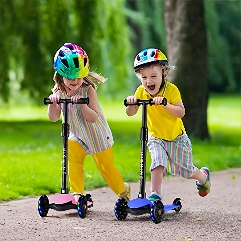 Light Up Wheels Kids 3-Wheel Scooter for Toddlers Ages 2-5 – Adjustable Height Lean-to-Steer Design, Front Brake & Double Suspension, No-Battery Glow Wheels, Birthday Gift for Boys & Girls, Pink Blue Black Red