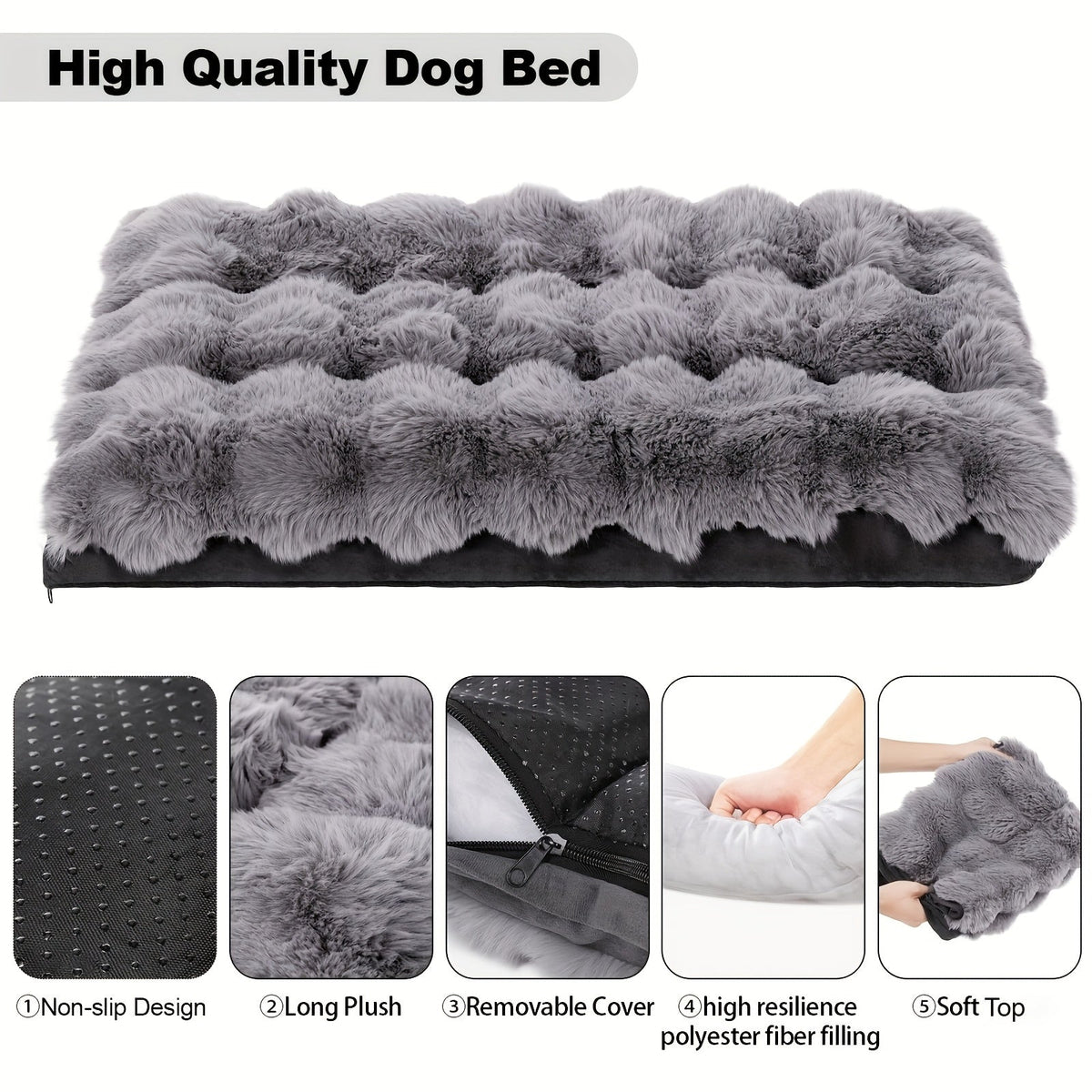Orthopedic Dog Bed for Large Dogs Memory Foam Pet Bed with Removable Washable Cover Anti-Slip Base Faux Fur – Joint Relief Heavy Duty, Small Medium XL XXL Sizes
