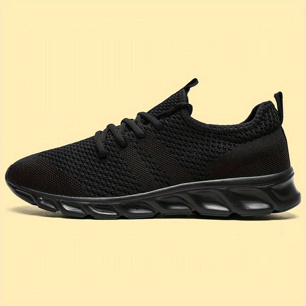 Men's Lightweight Knit Mesh Sneakers EVA Blade Sole Low-Top Lace-Up – Breathable Running Walking Gym Shoes in White Red Black All-Season US Sizes 6 to 13.5