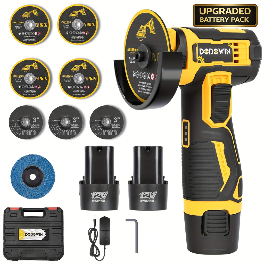Mini Cordless Angle Grinder 19500 RPM Lithium Battery – Electric Grinding & Polishing Tool for Metal Wood Stone & Concrete with 1 or 2 Batteries Included