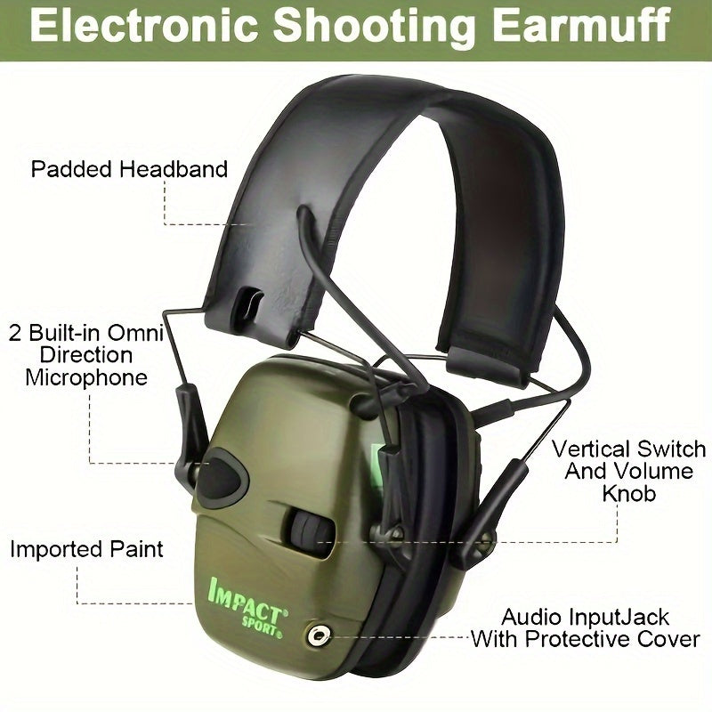 Shooting Earmuffs Electronic Hearing Protection with Sound Amplification & Noise Cancelling – Tactical Over-Ear Headset for Hunting, Gun Range & Outdoor Impact Sports